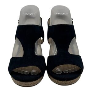 Bandolino Navy Suede Wedge Sandals – Size 8M